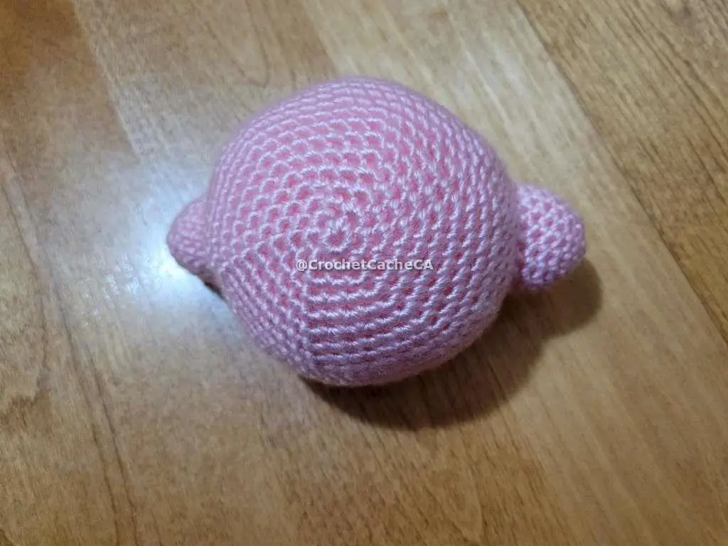 top view of kirby with body and arms attached