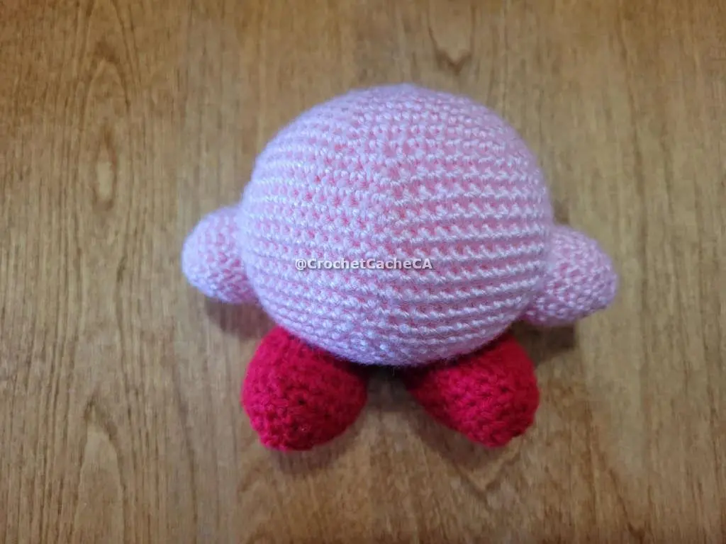 front view of kirby with body and arms attached and feet